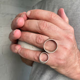 Matte sterling silver large and tiny open circle rings