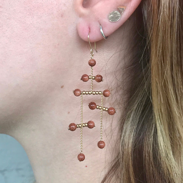 Small La Donna Earrings in Goldstone