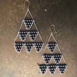 Hematite, gold and silver triangle earrings