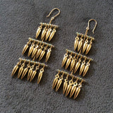 3 Tiered earrings made with gold-plated bullets
