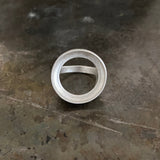 Empty Bezel Circle Ring - Matte Sterling Silver / Size 6.5