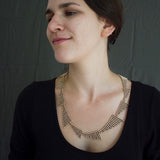 Deco necklace in gold and oxidized silver