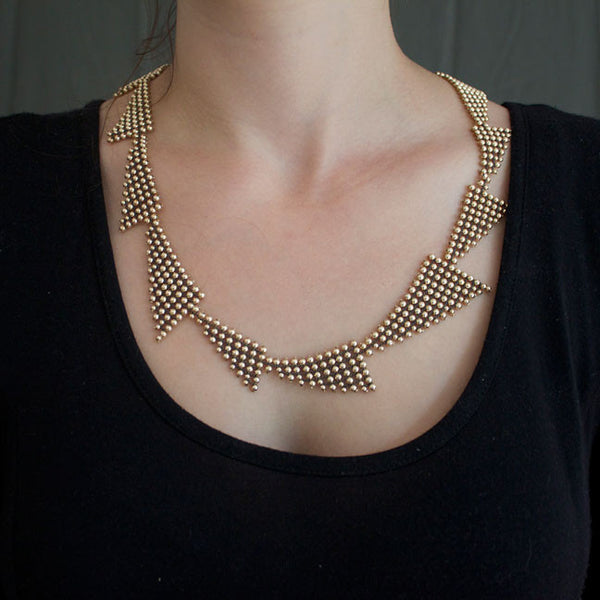 Gold and oxidized silver Deco necklace