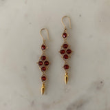 Garnet and gold Arrowhead earrings