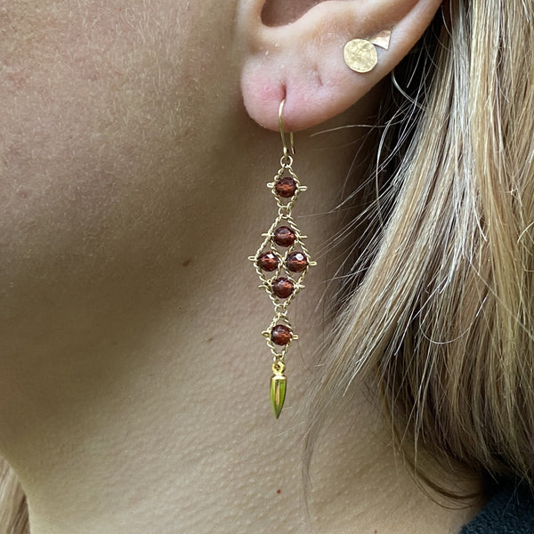 Arrowhead Earrings - Garnet