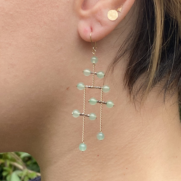 Small La Donna Earrings in Green Aventurine and Gold