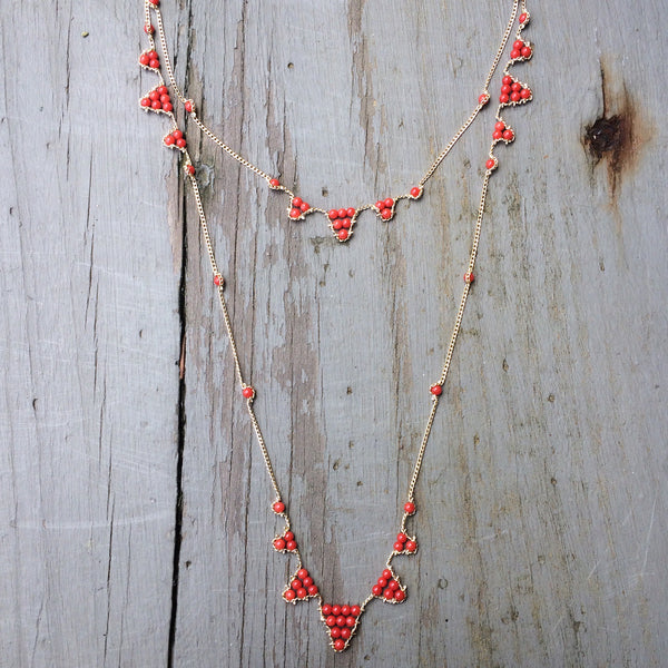 Vintage coral layering necklace