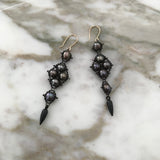 Black pearl and silver Arrowhead Earrings 