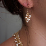 Small Cluster earrings in champagne pearls designed by Jessica Rose