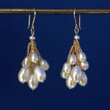 Jessica Rose large Cluster earrings in white pearls