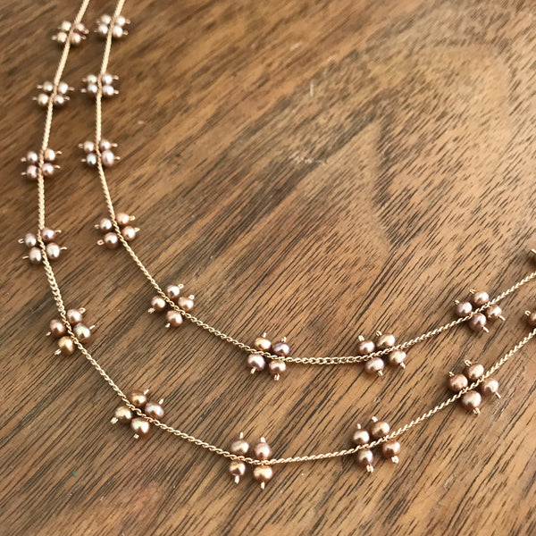 Bronze pearl layering necklace