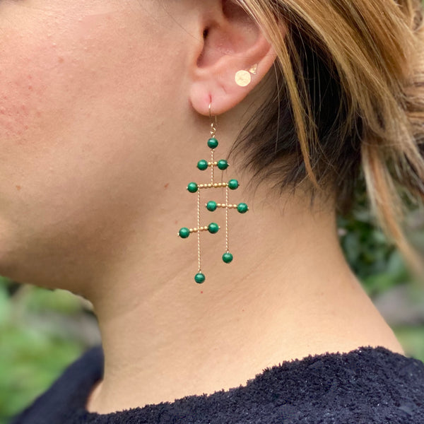 Small La Donna Earrings in Malachite