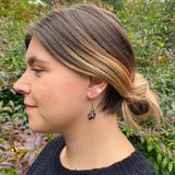 Model wearing Peacock Pearl Cluster Earrings