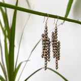 Silvery beige pearl and gold earrings