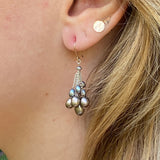 Cluster Earrings - Silver Pearl