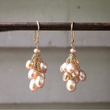 Small Cluster Earrings in Champagne Pearl