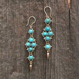 Turquoise and gold Arrowhead earrings