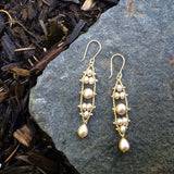 Estyn Hulbert champagne pearl Navette earrings