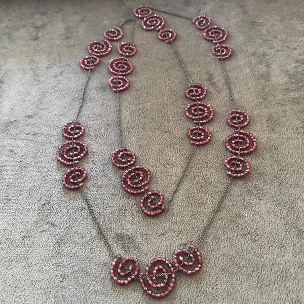 Oxidized silver and garnet necklace