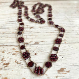 Garnet and toned chain Tiny Flowers necklace