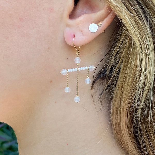 Rose Quartz Mini Mondrian Earrings