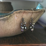 Small Jessica Rose black pearl Cluster earrings