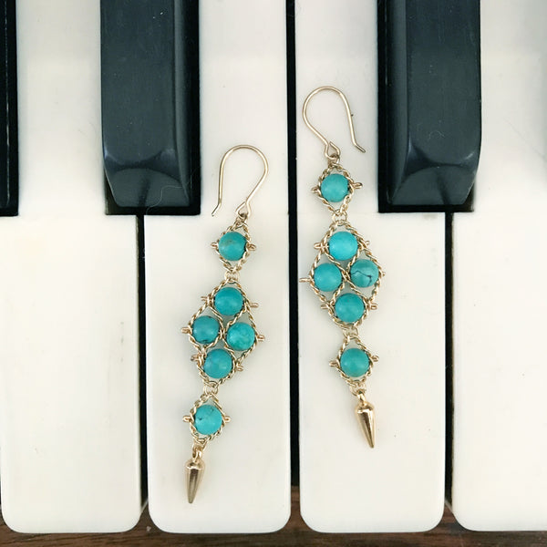 Arrowhead earrings in turquoise and gold